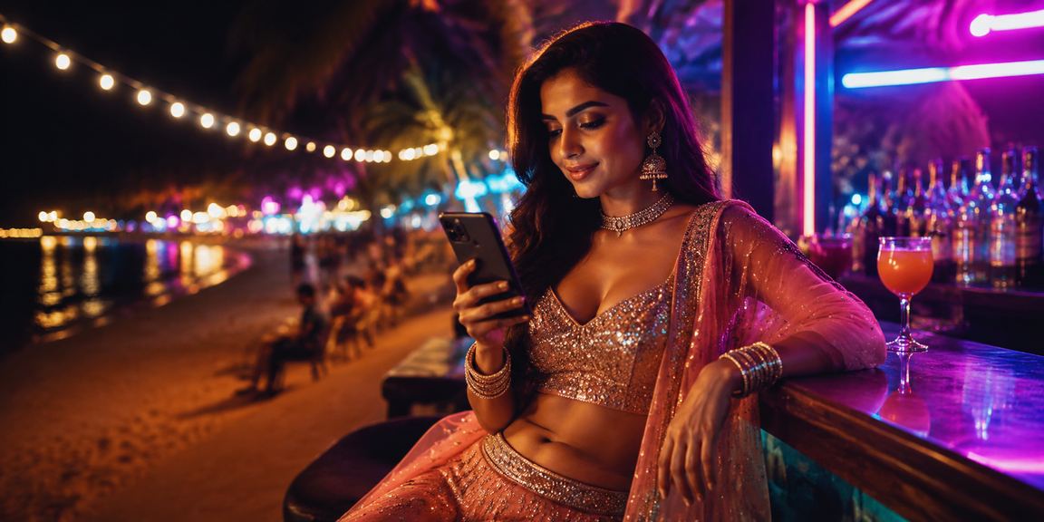 Mobile casino user enjoying slots game in Bollywood theme