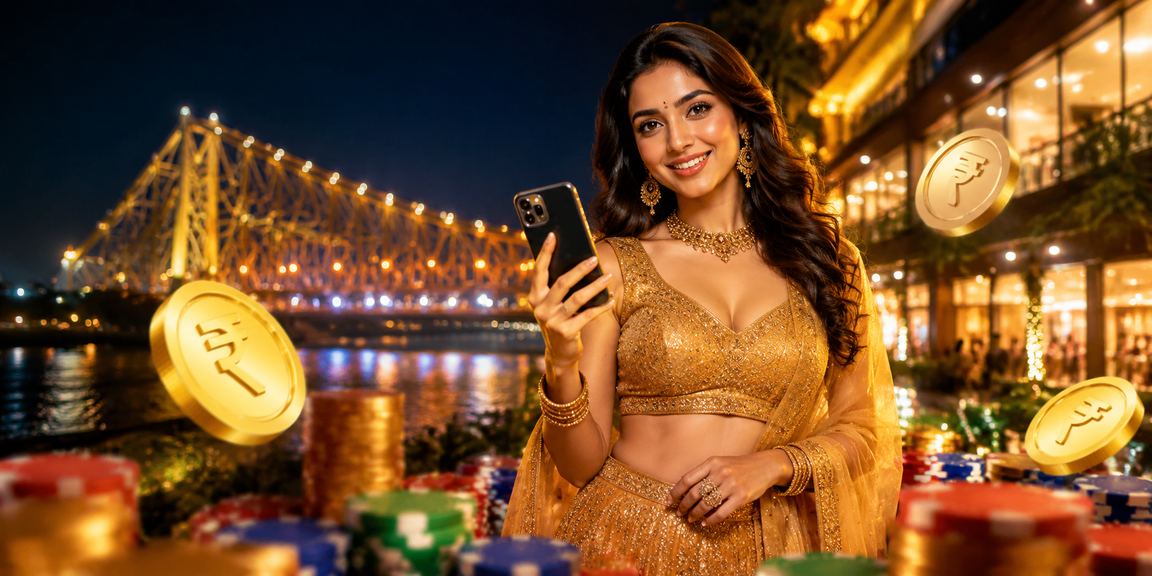 A vibrant image showing a player enjoying Andar Bahar online from Kolkata