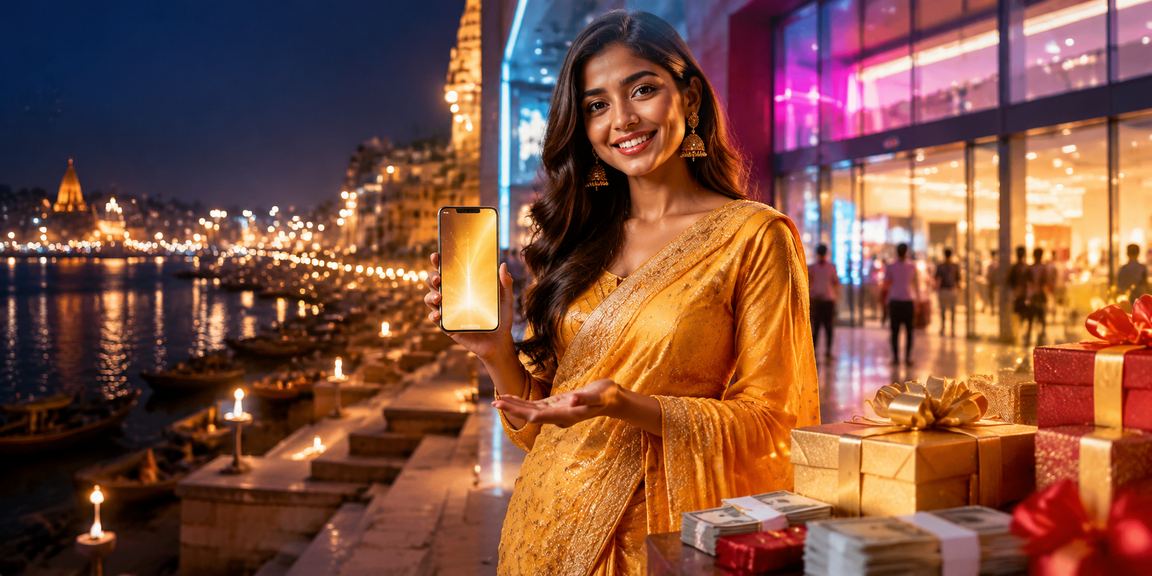 Vibrant neon-lit casino app featuring slot games at Varanasi Ghat